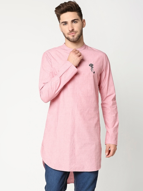 

Bewakoof Men Pink Thread Work Kurta
