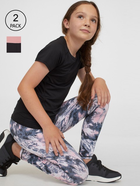 

H&M Girls 2-Pack Sports Tights, Black