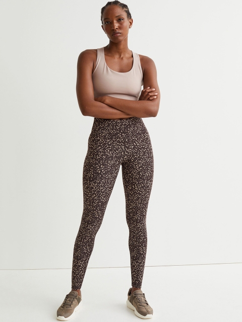 

H&M Women Brown & Beige Printed Sports Tights