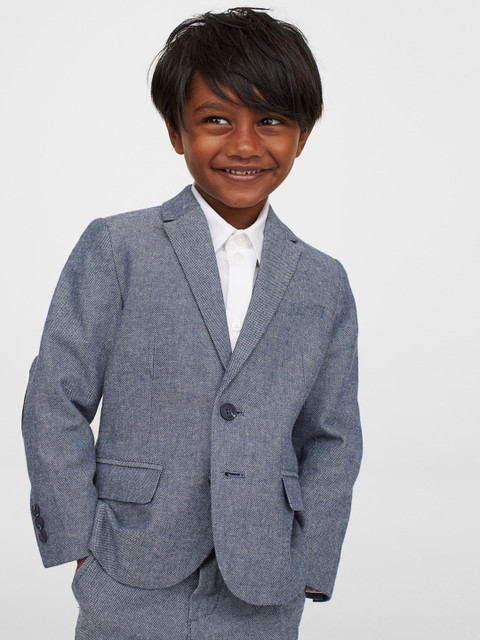 

H&M Boys Blue Solid Cotton Jacket