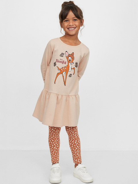 

H&M Girls Beige & Brown Pure Cotton 2-Piece Printed Set