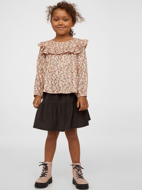 

H&M Girls Charcoal Grey Solid Flared Skirt