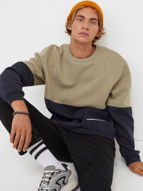 

H&M Mens Blue & Beige Relaxed Fit Sweatshirt