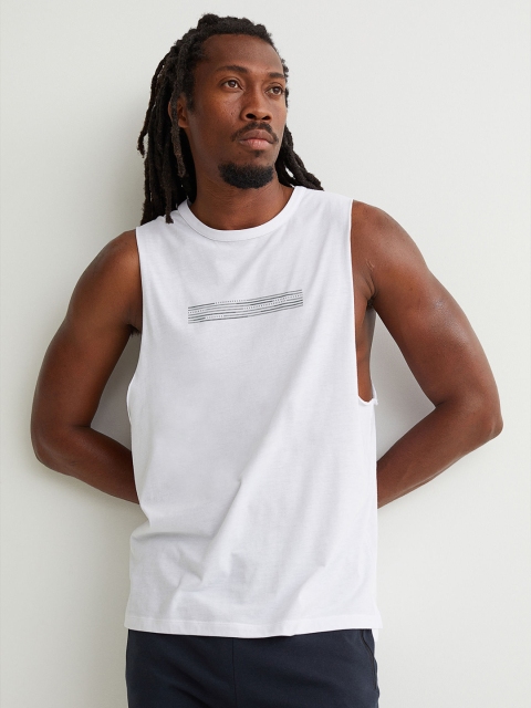 

H&M Men White Solid Relaxed Fit Sports Vest Top