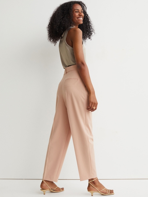

H&M Women Pink Solid Tailored Trousers