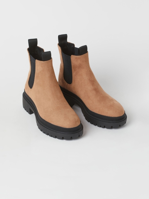 

H&M Women Beige Solid Chelsea Boots