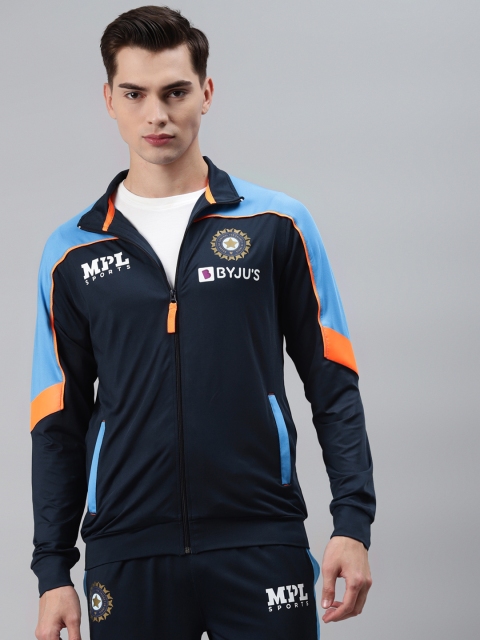 

MPL Sports Men Navy Blue Official Team India Fan Training Track Jacket