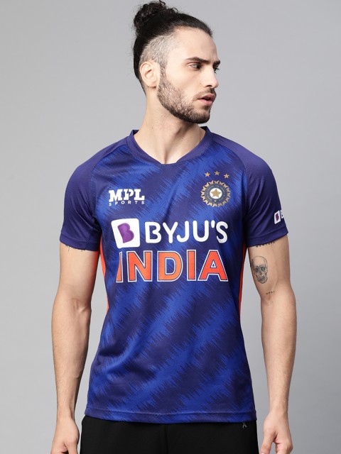 

MPL Sports Men Official Team India Fan Collarless Jersey, Blue