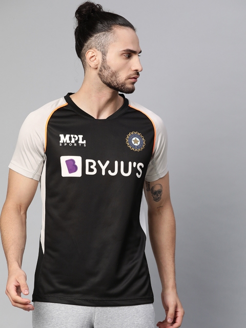 

MPL SPORTS Men Grey Official Team India Fan Training Half Sleeve Jersey, Black