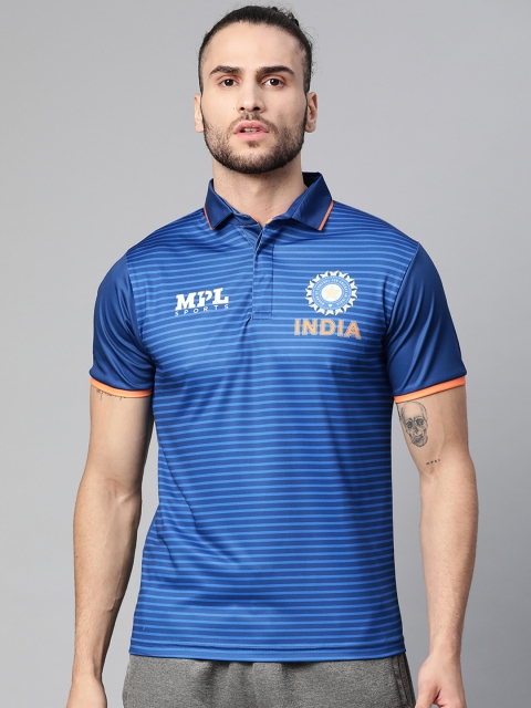 

MPL Sports Men Blue Official Team India Fan Even Stripes Polo