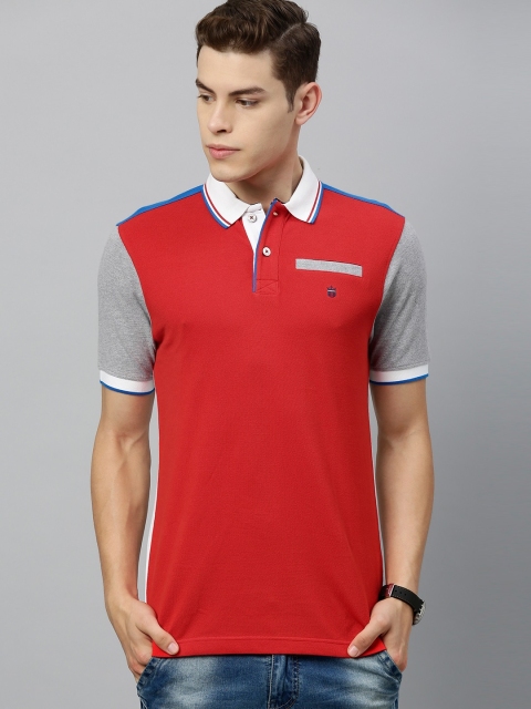 

Louis Philippe Sport Men Red & White Colourblocked Polo Collar T-shirt