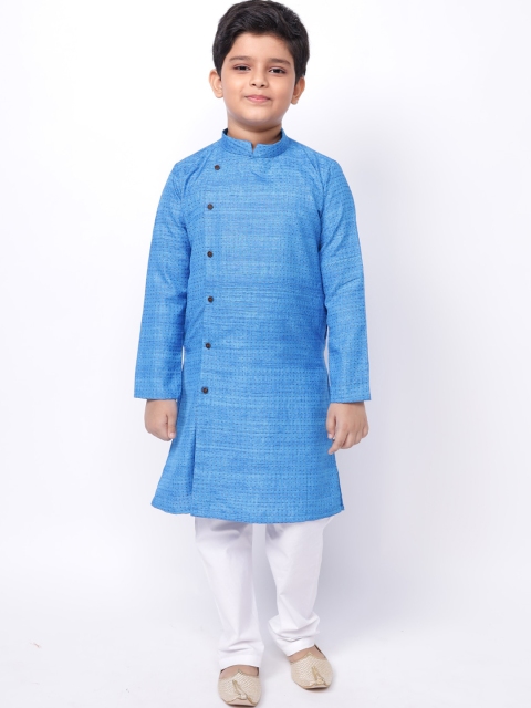 

NAMASKAR Boys Blue Embroidered Thread Work Kurta