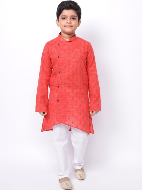 

NAMASKAR Boys Red Thread Work Cotton Kurta