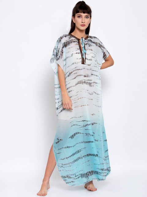 

iki chic Women Blue & Black Printed Kaftan Cover-Up Dress
