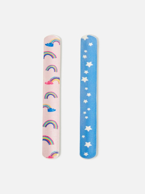 

Accessorize Girls Set Of 2 Blue & Pink Rainbow & Unicorn Printed Snap Bands