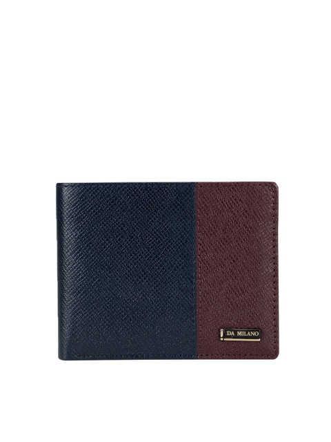 

Da Milano Men Blue & Burgundy Textured Two Fold Wallet