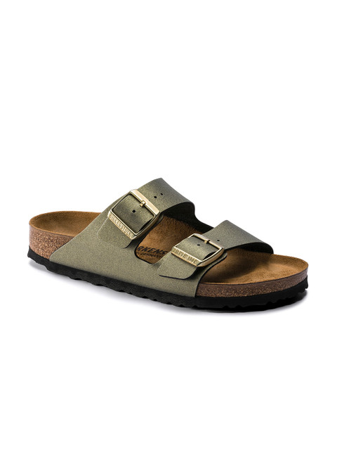 

Birkenstock Women Arizona Gold Toned Narrow Open Toe Flats