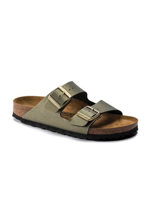 

Birkenstock Women Arizona Olive Green Regular Width Open Toe Flats