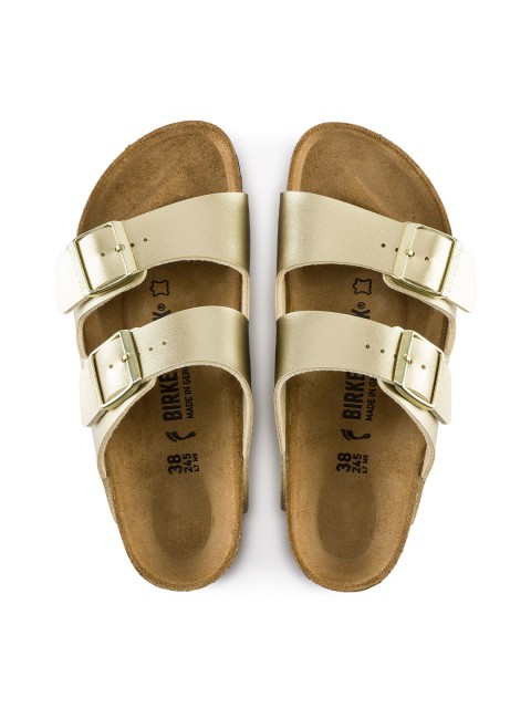 

Birkenstock Women Gold-Toned & Beige Arizona Regular Open Toe Flats