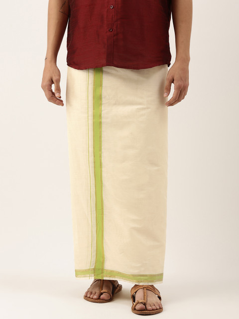 

Thangamagan Men Off-White Cotton Fancy Border Dhoti
