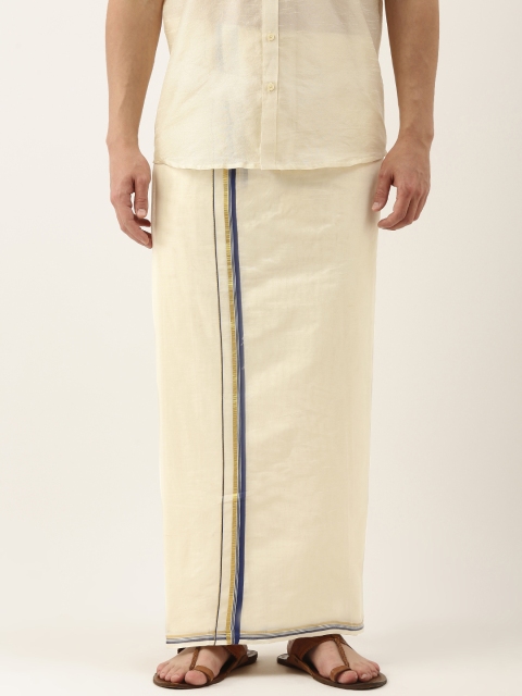 

Thangamagan Men Off-White Solid Pure Cotton Dhoti