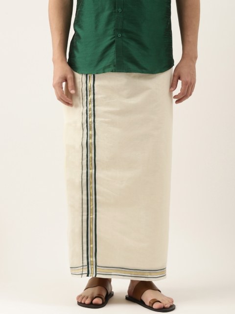 

Thangamagan Men Off-White Solid Pure Cotton Dhoti