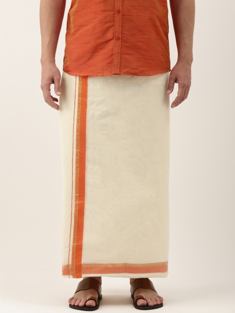 

Thangamagan Men Off-White Cotton Fancy Border Dhoti