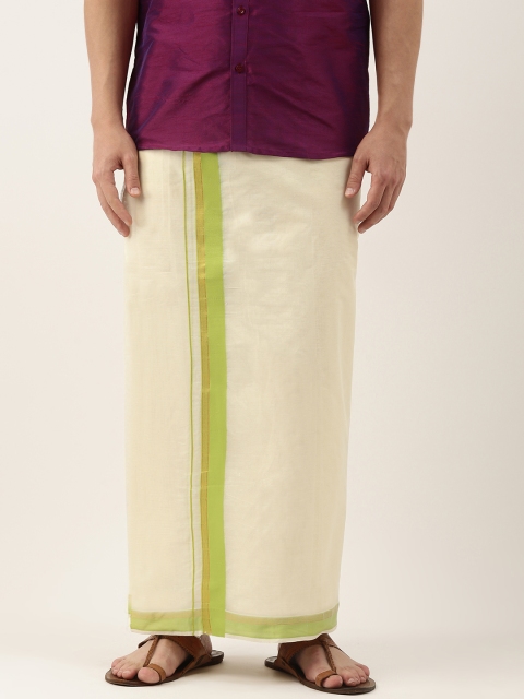 

Thangamagan Men Off-White Cotton Fancy Border Dhoti