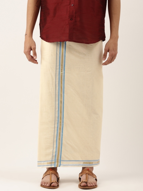 

Thangamagan Men Off-White Cotton Fancy Border Dhoti