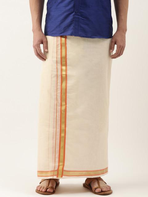 

Thangamagan Men Off-White Solid Pure Cotton Dhoti