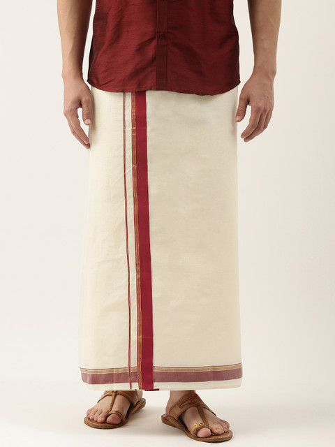 

Thangamagan Men Off-White Cotton Fancy Border Dhoti