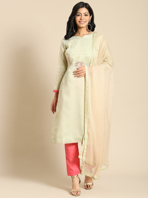 

Saree mall Green Embroidered Unstitched Dress Material