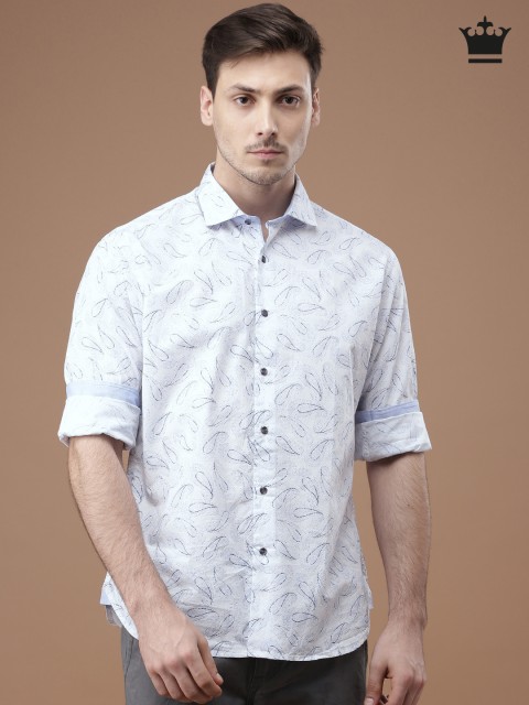 

Louis Philippe Men White Regular Fit Printed Formal Shirt