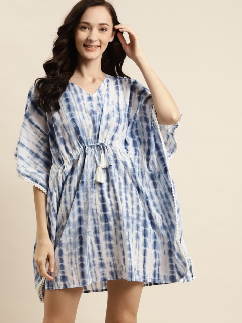 

ADORENITE Blue Printed Kaftan Nightdress