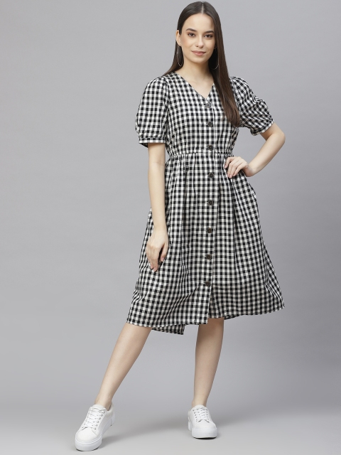 

I AM FOR YOU Black & White Checked Midi Dress