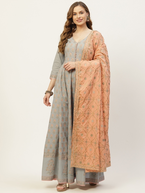 

TARA-C-TARA Grey Floral Ethnic Maxi Dress