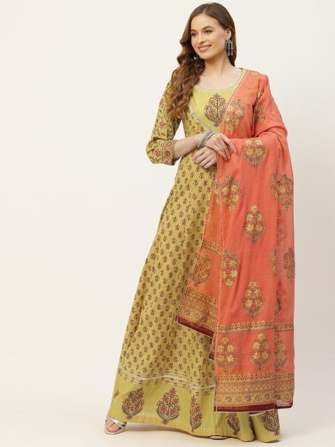 

TARA-C-TARA Yellow & Orange Floral Ethnic Maxi Dress