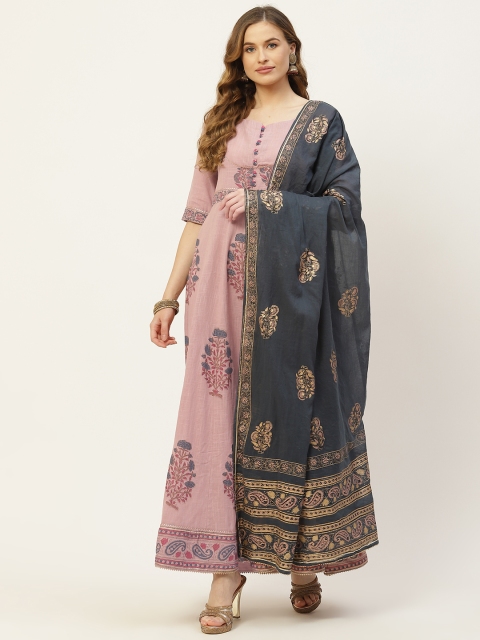 

TARA-C-TARA Pink & Grey Floral Ethnic Maxi Dress