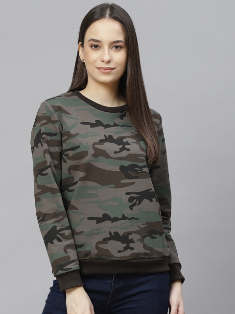 

I AM FOR YOU Women Green Printed Sweatshirt