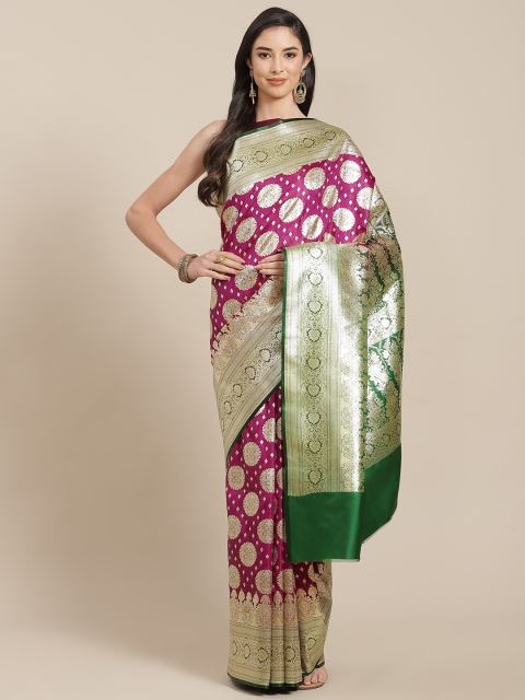 

Chhabra 555 Purple & Gold Ethnic Motifs Zari Silk Blend Kanjeevaram Saree