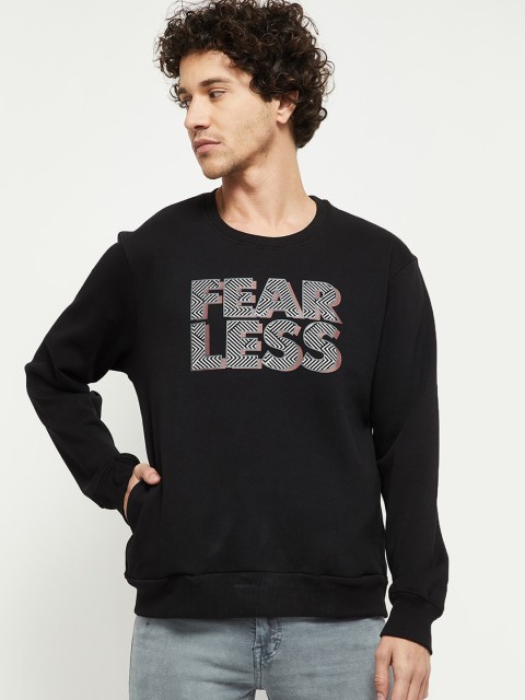 

max Men Black Printed Sweatshirt