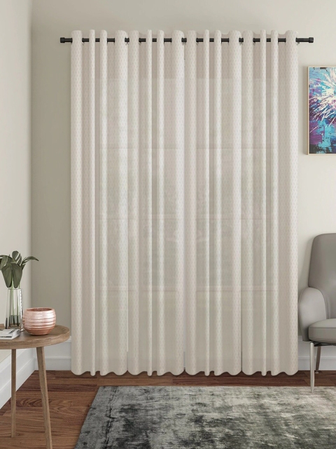

Molly & Michel White Set of 4 Geometric Door Curtains