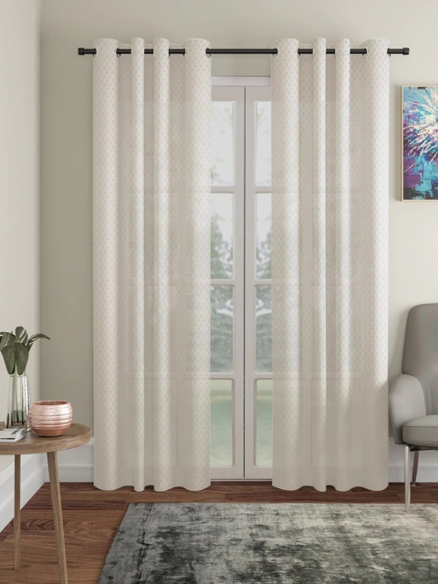 

Molly & Michel White Set of 2 Geometric Door Curtains