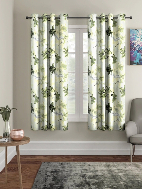 

Molly & Michel Green & Yellow Set of 2 Floral Window Curtains