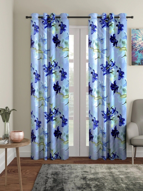 

Molly & Michel Blue & Green Set of 2 Floral Door Curtains