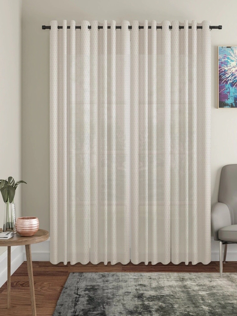 

Molly & Michel White Set of 4 Geometric Door Curtains