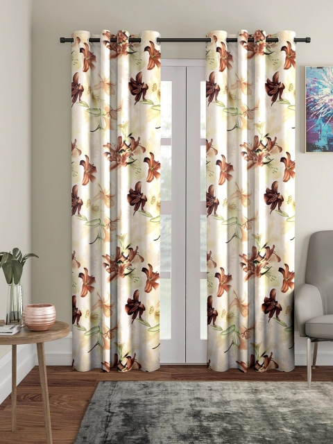 

Molly & Michel Brown & Beige Set of 2 Floral Door Curtains