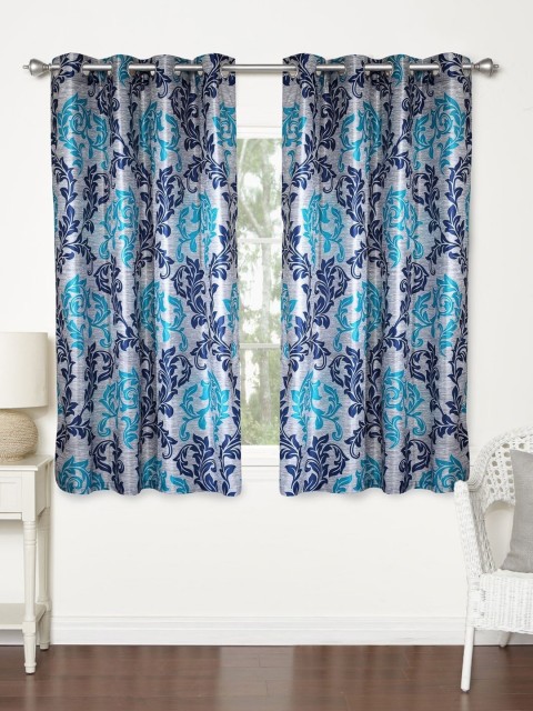 

Molly & Michel Grey & Blue Set of 2 Ethnic Motifs Window Curtains