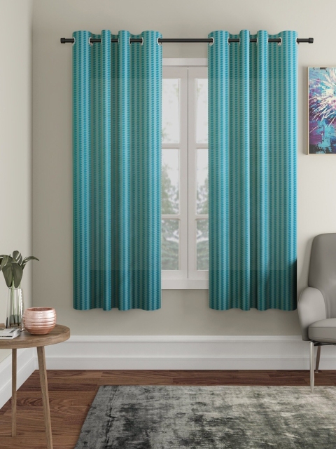 

Molly & Michel Blue Set of 2 Geometric Window Curtains