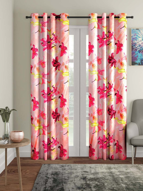 

Molly & Michel Set Of 2 Pink & Maroon Floral Printed Door Curtain